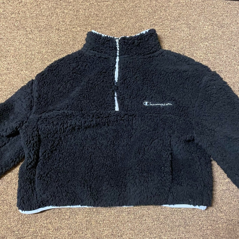 Champion Cropped Sherpa Quarter Zip Sweater